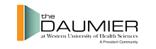 Stylish logo for The Daumier at Western University of Health Sciences, featuring modern design elements.