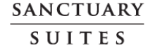 Sanctuary Suites logo in elegant black serif font.