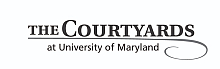 Elegant logo for The Courtyards at University of Maryland, featuring a sophisticated font and stylish design.