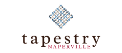 Elegant Tapestry Naperville logo featuring a woven pattern design, showcasing style and sophistication.