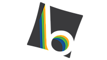 Colorful geometric logo with intersecting curves and shades of blue, green, yellow, and gray.