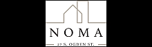 Elegant logo for NOMA at 27 S. Ogden St, showcasing minimalist architectural lines and modern typography.