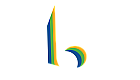 Vibrant logo design featuring bold geometric shapes in blue, green, yellow, and orange stripes forming an abstract 'b'.