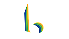 Vibrant abstract logo in shades of blue, green, yellow, and orange, featuring a sleek design of an arch and vertical line for modern appeal.