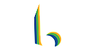 Modern logo featuring a stylized lowercase 'b' with vibrant blue, green, and orange stripes.