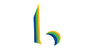 Dynamic abstract logo design featuring bold stripes in blue, green, and yellow.