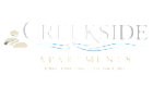 Inviting Creekside Apartments logo with serene stone and water design, located in Englewood, Colorado.