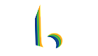 Dynamic abstract logo with bold lines and vibrant colors, featuring a stylized letter 'b'.