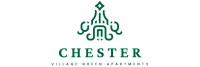 Elegant Chester Village Green Apartments logo featuring an intricate design in green.