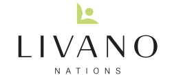 Elegant Livano Nations logo with a modern design featuring a green abstract human figure and sleek typography.