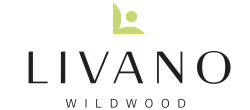 Modern Livano Wildwood logo featuring a green abstract symbol above elegant black typography.