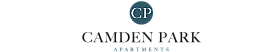 Elegant logo for Camden Park Apartments featuring a sophisticated design with 'CP' initials.