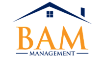 BAM Management logo with a stylized house roof and window above the bold letters, evoking trust and professionalism.