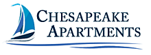 Logo of Chesapeake Apartments featuring a stylized blue sailboat.