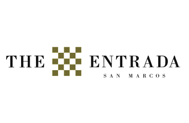 Logo of The Entrada San Marcos, featuring stylish typography with a distinctive gold checkered design.