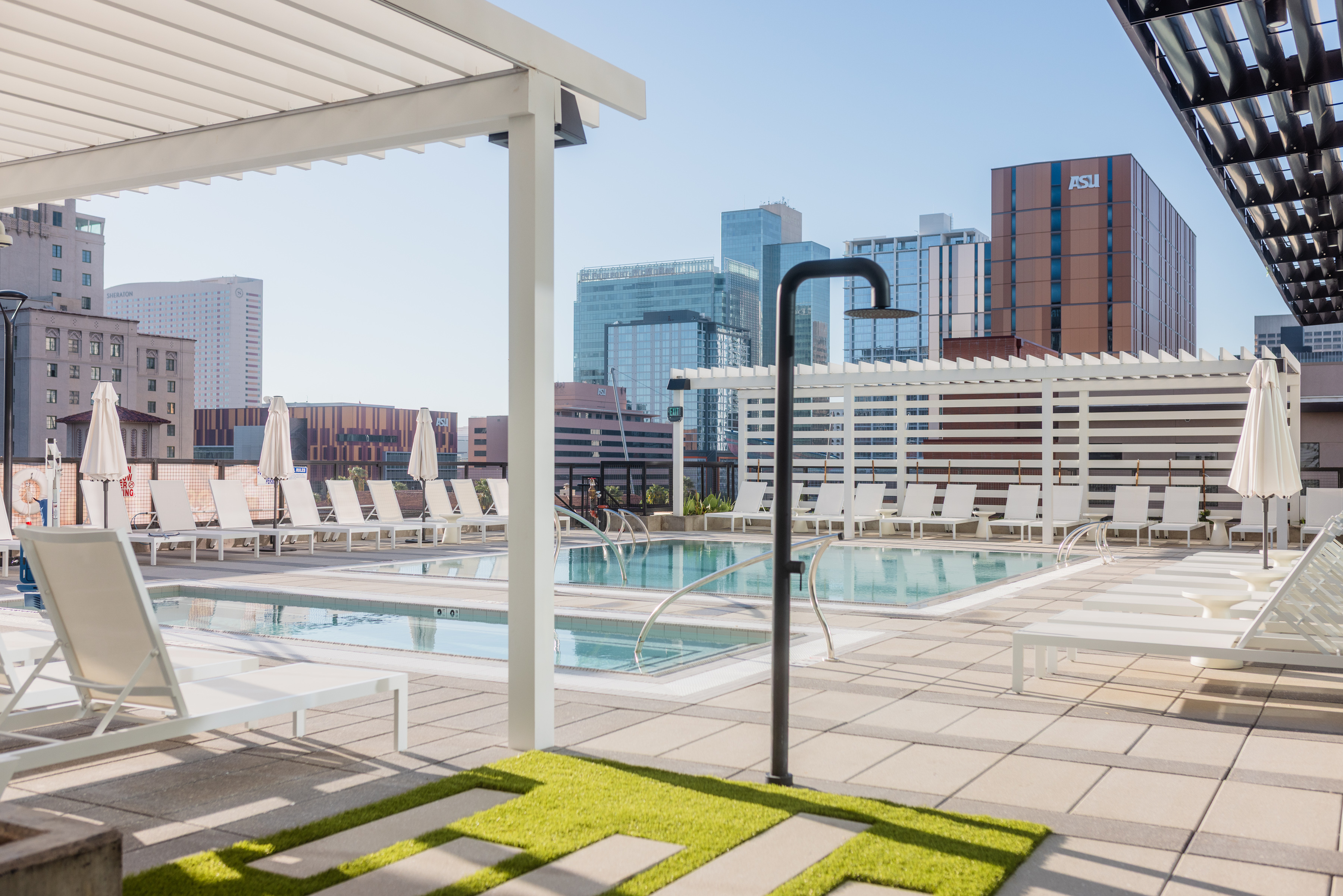 Rosie pool and sun deck overlooking Downtown Phoenix