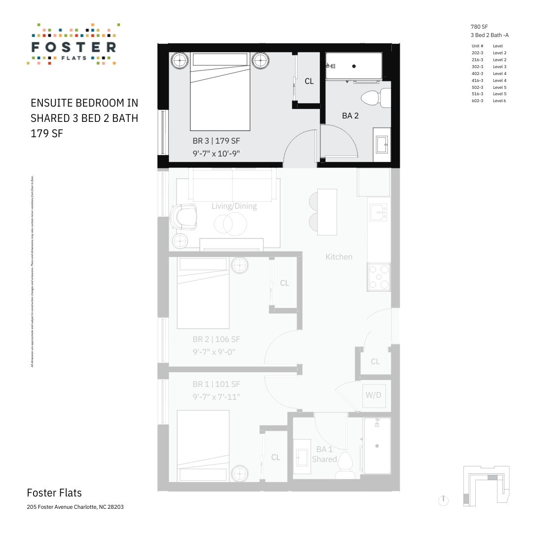 Co-Living Single Furnished Ensuite Room in 3 Beds 2 Baths 3, 2, 1055 Floor Plan
