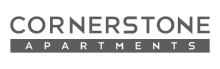 Sleek Cornerstone Apartments logo in modern typography.