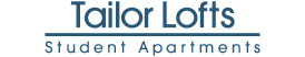 Tailor Lofts logo featuring elegant typography highlighting stylish student apartments.
