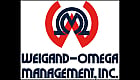 Logo of Weigand-Omega Management, Inc. featuring a stylized omega symbol in red and navy.