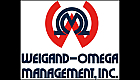 Bold logo for Weigand-Omega Management, Inc. in red and blue colors.