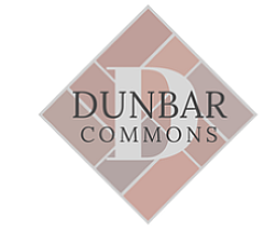 Elegant Dunbar Commons logo in a sophisticated diamond shape with a modern font.