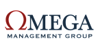 Omega Management Group logo with a bold and professional design, featuring a red omega symbol and modern typography.