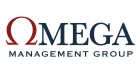 Sophisticated Omega Management Group logo with bold red and navy blue typography, exuding professionalism and elegance.