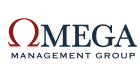 Elegant logo design featuring bold letters and a sophisticated red omega symbol, representing Omega Management Group.