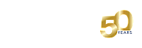 Celebratory Barrett & Stokely 50th anniversary logo in gold and white, marking 1975 to 2025.