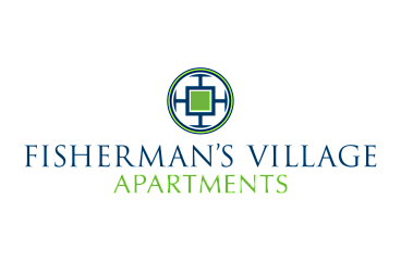 Modern logo for Fisherman's Village Apartments featuring a stylish geometric design.