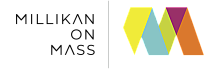 Millikan on Mass logo featuring bold geometric shapes in vibrant colors.