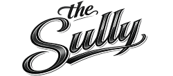 Sleek and modern logo design featuring the text 'The Sully' in polished chrome against a dynamic visual backdrop.