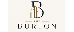Elegant logo design for The Burton, featuring stylized modern architecture integrated into the letter B.