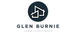 Minimalist logo design for Glen Burnie Town Apartments with abstract house icon.