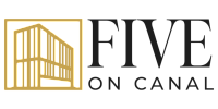 Sleek and modern logo for Five on Canal with a geometric building design.