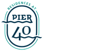 Logo of Residences at Pier 40 featuring a modern design with a nautical theme.