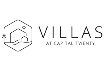 Sleek logo of Villas at Capital Twenty featuring geometric house elements and nature-inspired design.