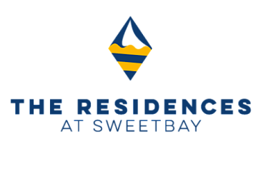 Logo of The Residences at Sweetbay featuring a modern geometric design with bold blue and yellow colors.