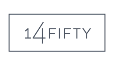 Elegant logo design featuring '14Fifty,' showcasing modern typography within a sleek rectangular frame.