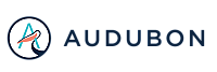 Audubon logo featuring a stylized bird combined with the letter A in blue and coral colors.