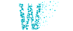 Dynamic graphic design featuring an abstract letter W composed of vibrant blue circles, gradually dispersing in a modern artistic style.