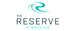 Logo of The Reserve at White Oak, featuring a modern and elegant design in teal and black.