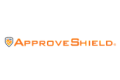 ApproveShield logo, featuring a dynamic shield design in orange and gray colors.