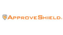 Approve Shield logo with orange and gray shield icon, showcasing modern and secure branding.