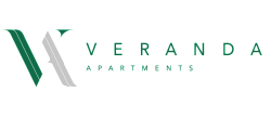 Sleek Veranda Apartments logo featuring modern green and grey design elements.