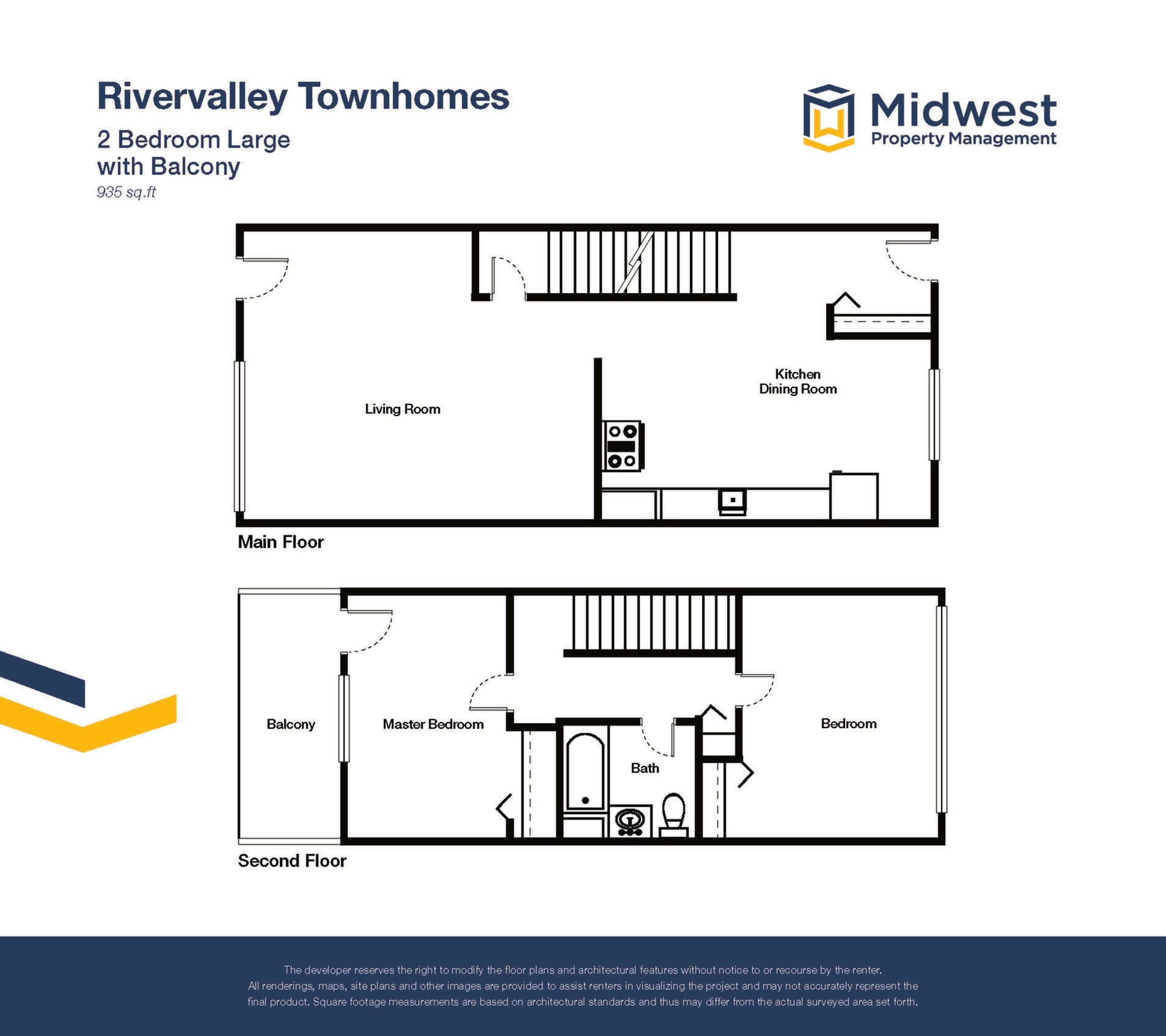 Floor plan layout diagram for 2 Bedroom Large - with Balcony