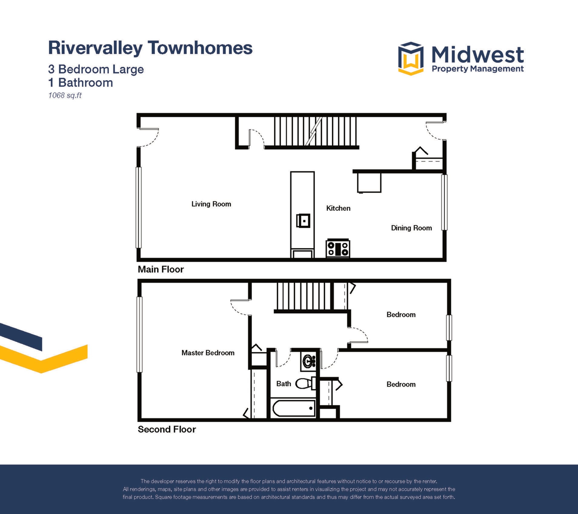 Floor plan layout diagram for 3 Bedroom Large