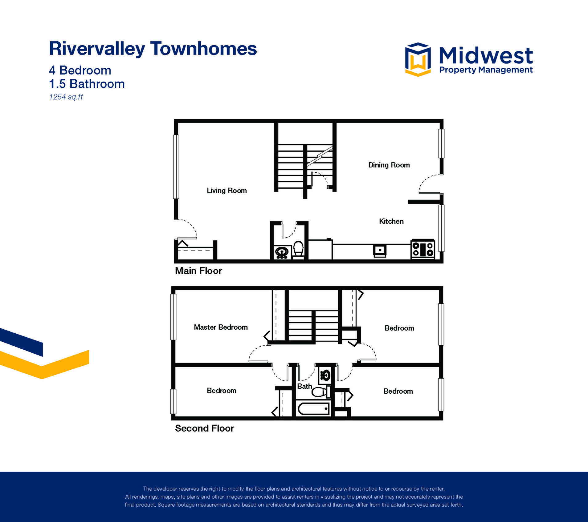 Floor plan layout diagram for 4 Bedroom 1.5 Bath