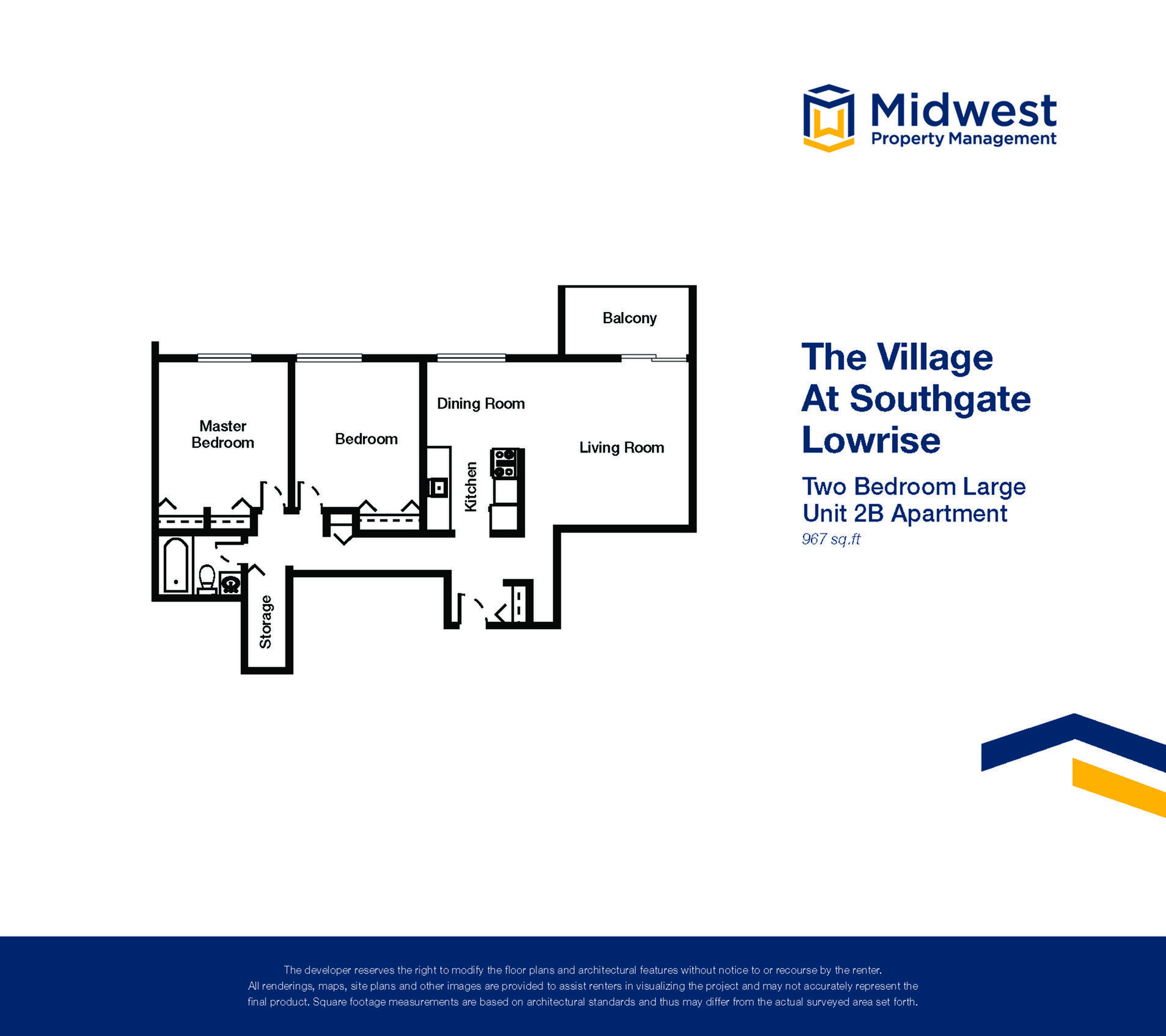 Floor plan layout diagram for 2 Bedroom Large Lowrise